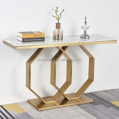 China Modern Oriental Style Console Table Marble Stainless Steel Entrance Table Low Price Hallway High Level Table for sale