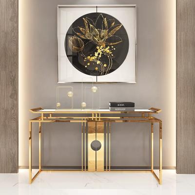 China Modern Home Furniture Entry Way Metal Console Tables Customize Color Modern Entryway Tables Gold Hallway Marble Tables for sale