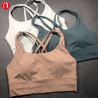 China Luluyun 20% Spandex Breathable High Quality Nylon 80% Removable Compression Padded Sports Bra Gym Fitness Sportswear Workout Wear for sale