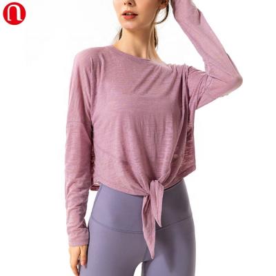 China Luluyun Breathable Custom Women Active Long Sleeve Yoga Wear Shirts Fitness Wear Long Sleeves Tops for sale