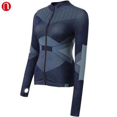 China Luluyun Antibacterial Workout Apparel Sports Zipper Jacket Wear Women Yoga Routine Wear for sale