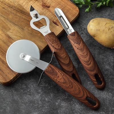 China America Sustainable Hot Selling Wooden Grain 8pcs Handle Kitchen Gadgets Stainless Steel Kitchen Accessories Tools for sale