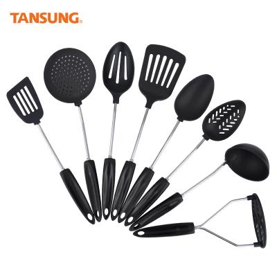 China Sustainable High Quality Nylon Cookware Set 8pcs Set With Stainless Steel Handle PP Handle for sale