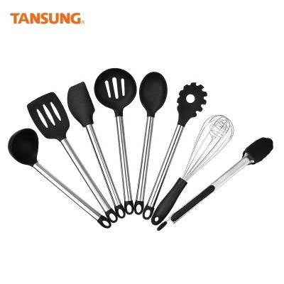 China Sustainable Silicone Kitchen Utensil Set 8 Pieces Tool Silicone Heat Resistant Non-Stick Baking Cookware Sets for sale