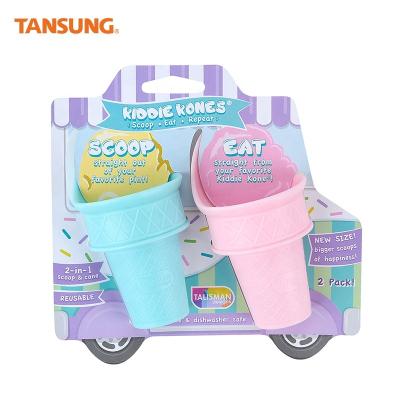 China Viable High Quality Hot Selling Silicone Plastic Ice Cream Cone Scoop Cone Sleeves Cups Holder for sale