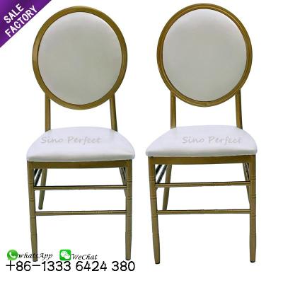 China Modern Gold Metal Stackable Wedding Chair For Banquet for sale