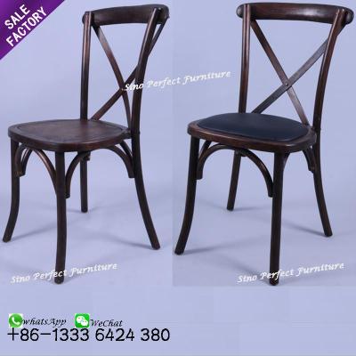 China Contemporary Wholesale Wooden X Back Cross Back Wooden Chairs For Event Dining for sale