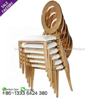 China New Modern Wedding Luxury Hotel Restaurant Banquet Gold Stainless Steel Chair for sale