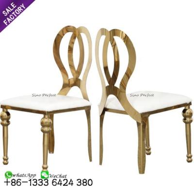 China Stainless Steel Detachable Gold Frame Design Voucher Cover Wedding Banquet Leather Dinner Chair For Dining Room for sale