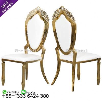 China Modern Romantic Design Metal Stainless Steel Frame Gold Wedding Couple Event Chair for sale