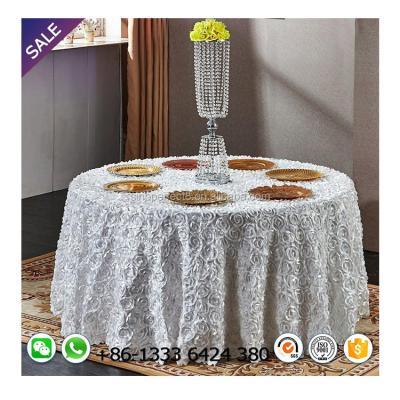 China Oilproof White Round Rosette Tablecloth Skirt Cover For Wedding Event for sale