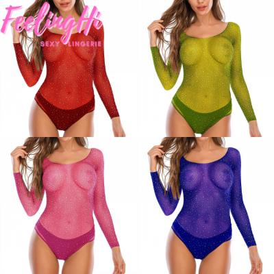 China FEELINGHI Sexy women's deep v lace lingerie Mesh Bodysuits plus size lingerie high level sexy jumpsuits for sale