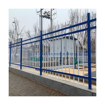 China Easily Assembled Outdoor Residential Metal Fence Panel Black Square Tube Zinc Steel Spear Top Picket Fence Ornamental Wrought Iron Fence for sale