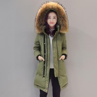 China New Design Women's Winter AW17 Thick Black Down Coat Large Breathable Fur Collar Down Coat for sale