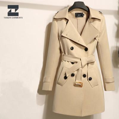 China Custom Anti Shrink Collar Womens Long Shawl Trench Coat for sale