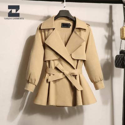 China Anti Shrink Long Shawl Collar Women Trench Coat Beige Clothing for sale