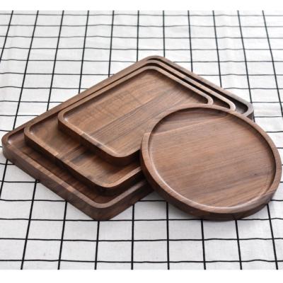 China natural & Wholesale Health Manufactures Custom Logo Black Walnut Wood Food Pizza Serving Tray for sale