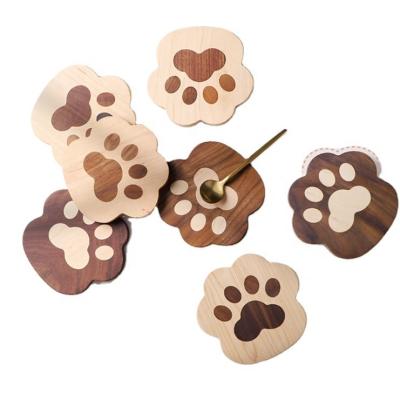 China New Sale Airtight Creative Cartoon Container Cat Claw Coaster Black Walnut Maple Home Solid Wood Table Mat Anti-scald Heat Insulation Wood Pad for sale