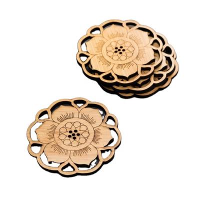 China Factory Supply Wholesale Airtight Container Round Coaster Tea Coaster Set Bamboo Wooden Coffee Cup Mat for sale