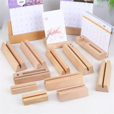 China Factory supply calendar desk calendar display stand natural wood wooden cards base rack customzied wooden menu display stand for sale