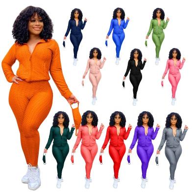 China Amazon Sports 2022 Selling SetsSolid Color Hot Long Sleeve Sexy Two Piece Navel Long Sleeve Viable Plus Size Women's Plus Size Women's Clothing for sale