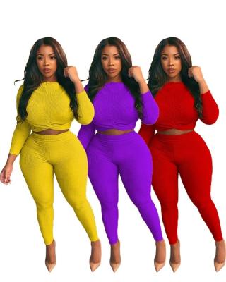 China 2021 Viable Drop Shipping Hot Sale Plus Size Women Clothing Ribbed Two Piece Pants Set For Women Long Sleeve Casual Outfits L-4xl for sale