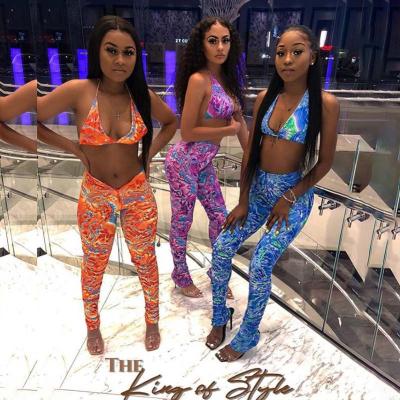 China The new trend of 2022 summer women's clothing set two-piece sexy QUICK DRY spring printed jogger bikini suits and pants outfit ladies for sale