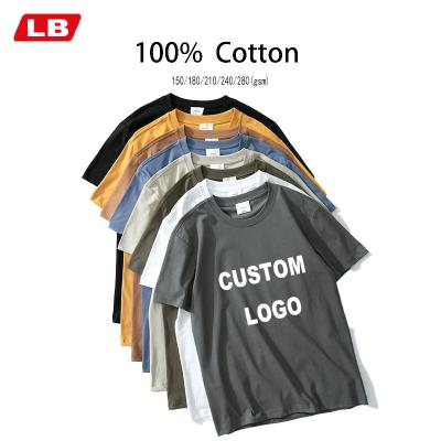 China Factory Wholesale Cool High Quality Summer 210gsm 100% Cotton Shirts White Custom Anti-Wrinkle Branded Logo Printing Plain Men Custom Made T Shir for sale