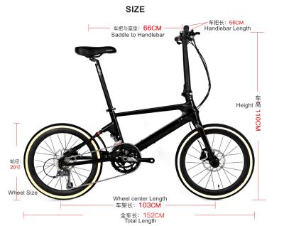 China Carbon 22 Inch Small Wheel Carbon Fiber Folding Bicycle Lightweight Bike /Folding Bicycle for sale