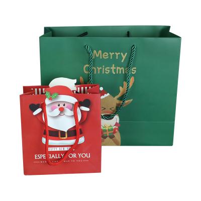 China Christmas Party Recyclable Small Size Hot Sale Gift Products Paper Packaging Treat Tote Shopping Bag With Handle For Celebration E111 for sale