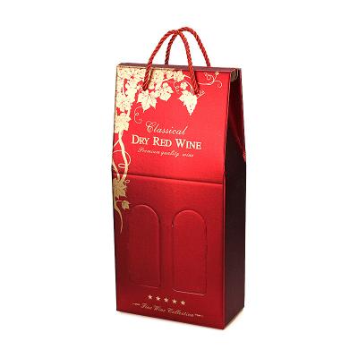 China YGP-2146 Custom Size Single and Double Size Handmade Wine Box Portable Paper Gift Box for sale