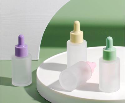 China Popular Cosmetics Packaging Containers Skin Care Hair Round 30ml Glass Color Empty Colored Oil Dropper Bottle Custom Dropper Bottles BJ9 for sale