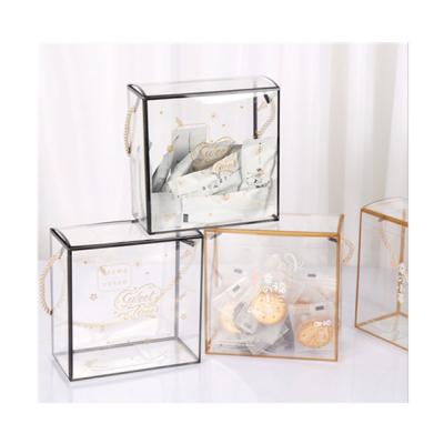 China Recycled Materials Luxury Clear PVC Transparent Box Soft Packaging With Handle Eco Material Plastic PET Food Cookies Storage Gift Boxes YGP-1022 for sale