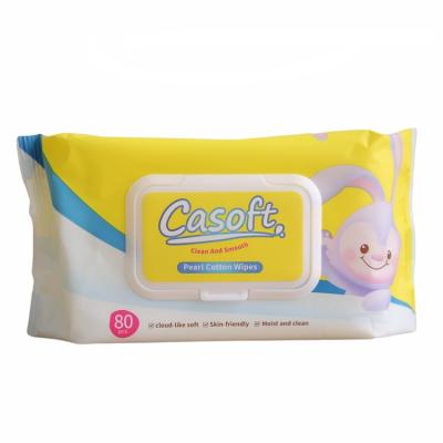 China Custom Cotton Nonwoven Moist Clean Baby Logo Organic Water Baby Pearl Wet Wipes for sale