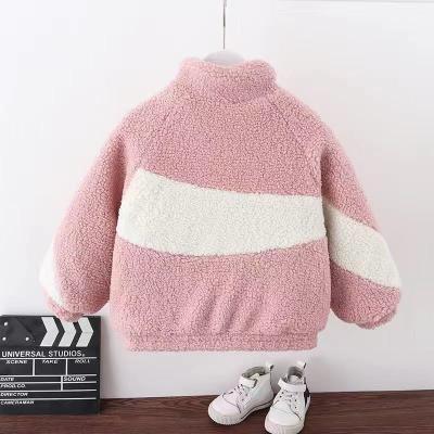 China Baby Clothing 0-5-year-old Simple pure color zipper lamb wool autumn and winter kids warm wear children's jacket for sale