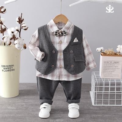 China 0-5 years old spring and autumn new children's clothing baby clothes suit vest bow tie boy 3-piece suit for sale