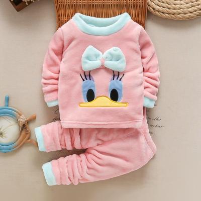 China 0-6 years old children's clothing baby girl cotton daisy Duck warm and cute casual cool 2 piece set for sale