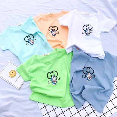 China Summer new design Clothing Doraemon letter Kids Tshirt boys and girls Baby casual Wear Clothes Children cotton Wholesale for sale