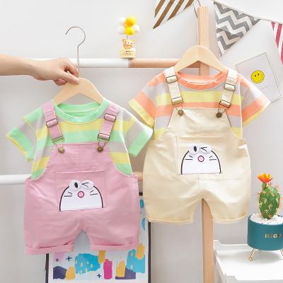 China Kids Clothing Vendors Baby Clothes children Dress Baby girl Wear Shirts+Overalls Summer cotton Wholesale for sale