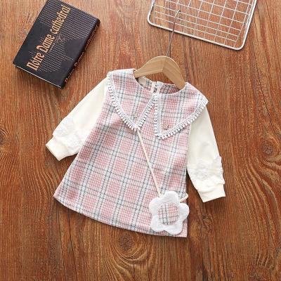 China Baby clothes 6 years old fashion trend cute fashion plaid lapel dress children's clothing girl for sale