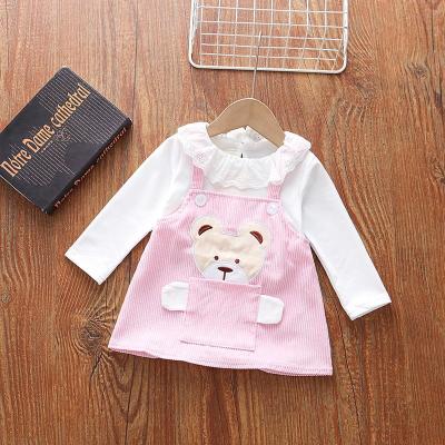 China Baby clothes 6 years old fashion trend cute fashion bear graffiti lapel dress children's clothing girl for sale