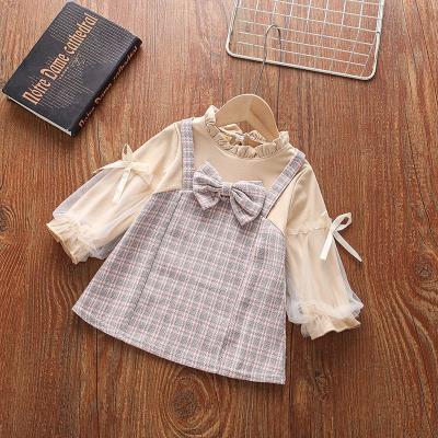 China Baby clothes 6 years old fashion trend cute fashion plaid graffiti lapel dress children's clothing girl for sale