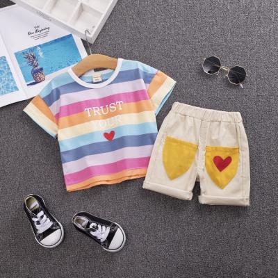 China 100%Cotton Kids Clothing Baby Girl Dress Sets Summer Short Sleeve T-shirts +Pants Suits Wholesale for sale