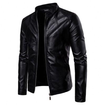 China Viable Chaquetas Fashion Designs Boys Classic Biker Motorcycle PU Faux Jacket For Men Blazer Masculino Slim Fit Leather Coat for sale