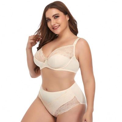 China Whosale QUICK DRY Fat Girls Lace Up Bra Sets And Breathable Plus Size Woman Underwearsize Bra Set for sale