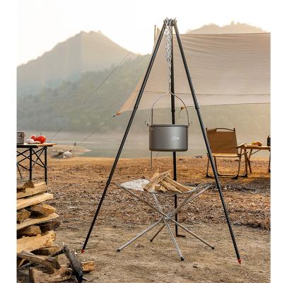 China Aluminum Alloy Hanging Camping Fire Pot Campfire Cookware Picnic Cooking Outdoor Camping Tripod for sale