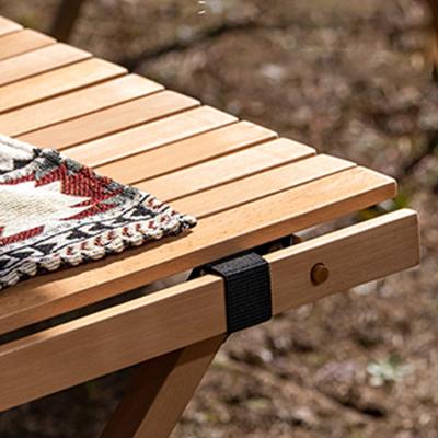 China Outdoor Adjustable Portable Wooden Camping Folding Egg Roll Easy Carry Picnic Coffee Table for sale