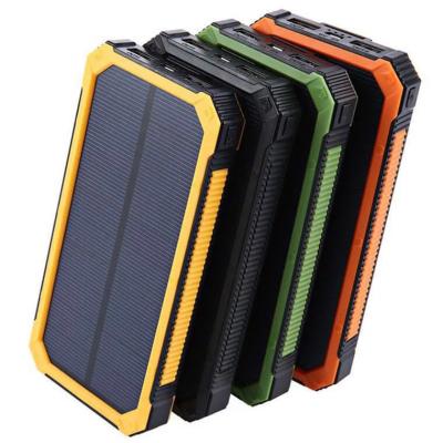 China Portable Outdoor Travel 20000 MAH Portable Powerbank Solar Fast Charger Power Bank With LED Emergency Lamp for sale