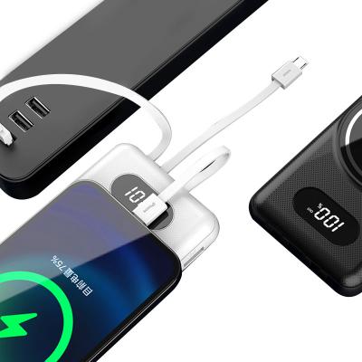 China Promotional High Capacity Mini Portable Slim 10000mah Magnet Gift Charger Power Bank Mobile Powerbank With Cable for sale