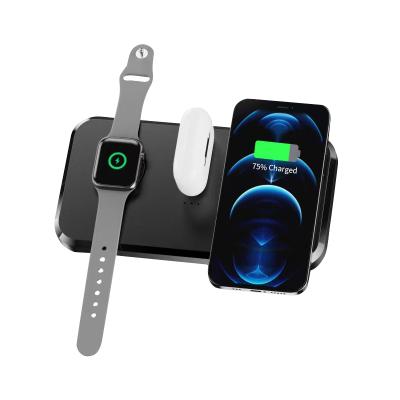 China Mobile Phone Earphone Watch Charger Phone Wireless Chargers Stand OEM 15W Desktop Qi Support 3 in 1 Wireless Charger for sale